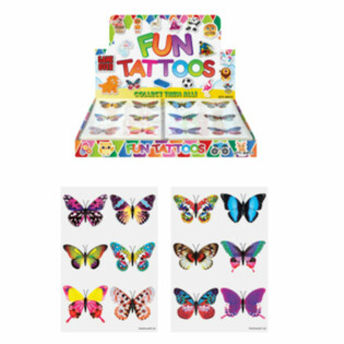 FUN TATTOOS - MODELL: SCHMETTERLINGE IN DISPLAY (96 Stk.)