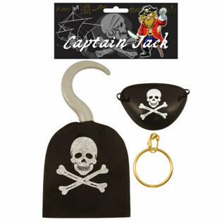 Piraten-Set - Haken, Augenklappe & Ohrring (12er Pack)