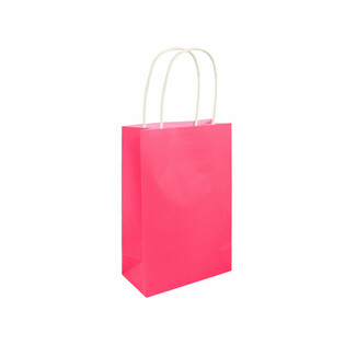 Papiertüte mit Henkel - 14x21x7cm - Neon-Pink (24 Stk.)