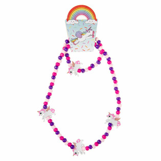 Holz-Einhorn Halskette & Armband Set f&uuml;r Kinder (48er Set)