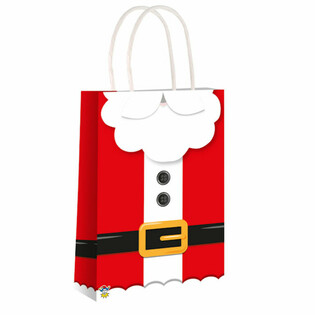 Weihnachtsmann Geschenkt&uuml;ten aus Papier mit Henkel - 14x21x7cm - 24er Set