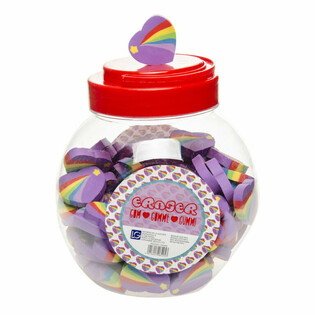 Regenbogen Herz-Radiergummi in Dose (100 Stk.)