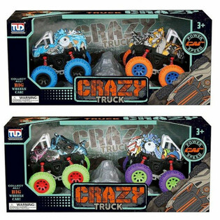 2-TEILIGE Reibungs-Dinosaurier Monster Trucks in Luxus-Geschenkbox - Mischfarben