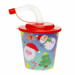 Weihnachts-Trinkbecher / Eisbecher mit Strohhalm (12er-Pack)