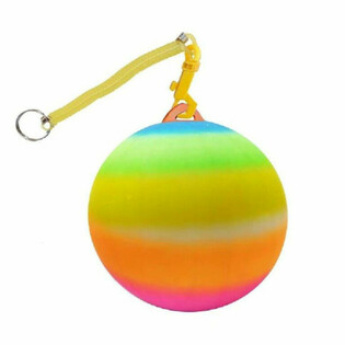 REGENBOGEN-BALL MIT SCHNUR / BUNGEEBALL &Oslash;23 cm (10 St.)