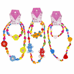 FRÖHLICHES HOLZ-KINDERKETTEN- + ARMBAND-SET (48-tlg.)
