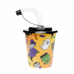 HALLOWEEN TRINK- & EISBECHER MIT STROHHALM - 12 ST&Uuml;CK