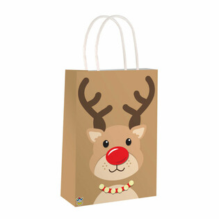 WEIHNACHTSRENTIER - PAPIERT&Uuml;TE MIT HENKELN - 14x21x7Cm - WEIHNACHTEN (24 Stk.)