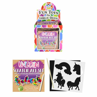 UMWELTFREUNDLICH - MAGISCHES KRATZPAPIER ZUM AUSMALTEN - EINHORN / UNICORN IM DISPLAY (108 Stk.)