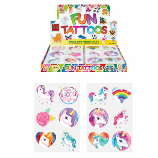 Einhorn Fun Tattoos: Display-Packung (96 St.)