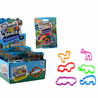 6-teiliges Gummiband-Set Wildtiere im Display (36 Stk.)