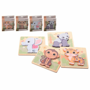JOUECO - THE WILDIES FAMILY MIX HOLZPUZZLES - Geeignet für Kinder ab: 12 Monaten (12 Teile)
