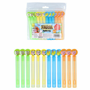 Bunte Bauernhof Tiere Seifenblasenst&auml;be (12er-Pack)