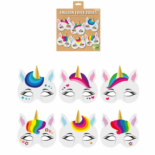 UMWELTFREUNDLICHE EINHORN PAPIERMASKEN (12 St&uuml;ck)