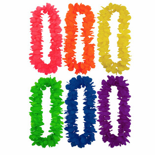 Neon-Hawaii-Blumenketten Mix-Farben (12er-Pack)