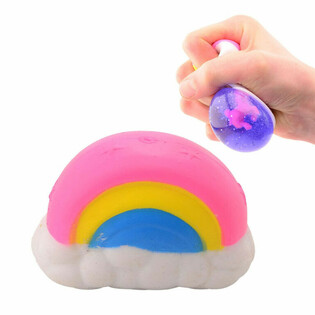 Regenbogen Einhorn Squeeze-Ball im Display (12 St&uuml;ck)