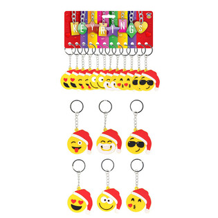 WEIHNACHTS-SMILLEY-SCHL&Uuml;SSELANH&Auml;NGER (12 St&uuml;ck)