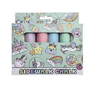6 St&uuml;ck Gro&szlig;e Stra&szlig;enmalkreide - Modell: Einhorn (12er-Pack)