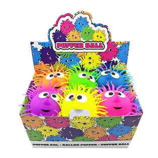 PUFFERBALL MIT AUGEN - 13CM - IM DISPLAY (12 St.)