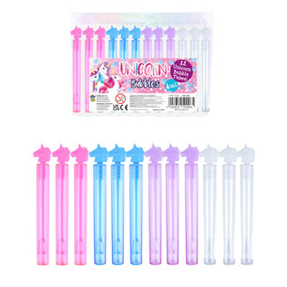 Einhorn Mini-Seifenblasen-St&auml;be (1 Packung mit 12 St&uuml;ck)