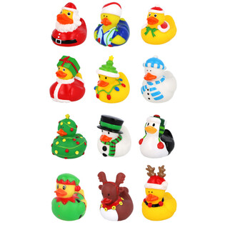 Weihnachts-Badeenten Mix 6cm (12 St&uuml;ck) - Festliche Spritztiere