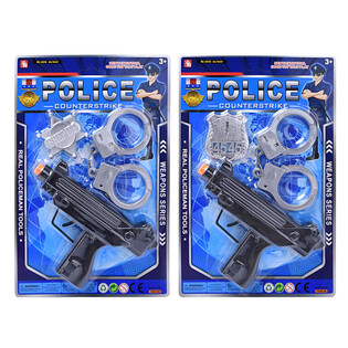 Polizei-Spielset mit Maschinengewehr, Handschellen & Marke (6 Stk.)