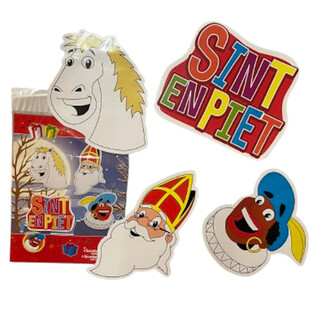 SINTERKLAAS SINT & PIET - 4-TEILIGES DOPPELSEITIGES DEKO-SCHILDER-SET (6 Stk.)