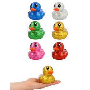 Gro&szlig;e bunte Glitter Badeenten im Mix - 10x8x8 cm - Glitzer Enten (6 Stk.)