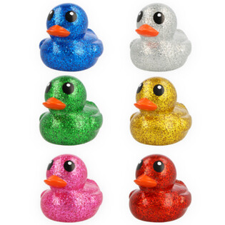 Große bunte Glitter Badeenten im Mix - 10x8x8 cm - Glitzer Enten (6 Stk.)