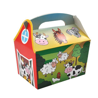 MENUBOX MODELL: BAUERNHOFTIERE - Maße 18.5x12x19 CM - FOODBOX - KIDSBOX (24 Stk.)