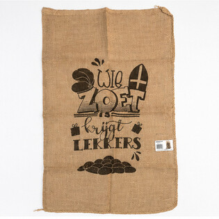 GROSSER SINTERKLAAS JUTESACK - MIT TEXT: WIE ZOET IS KRIJGT LEKKERS - Ca. 60 x 100 cm (1 Stk.)