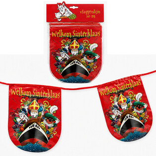 SINTERKLAAS - WIMPELKETTE „WELKOM SINTERKLAAS“ - LÄNGE: 10 Meter (6 Stk.)