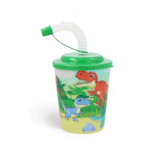 Trinkbecher / Eisbecher mit Strohhalm - Dinosaurier (12 Stk.)