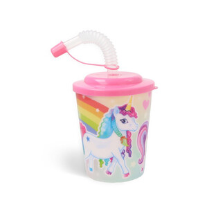 TRINKBECHER / EISBECHER MIT STROHHALM – EINHORN (12 Stk.)