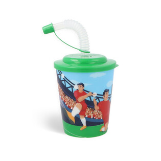 Trinkbecher / Eisbecher mit Strohhalm – Fußballer (12 Stk.)