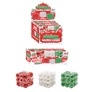 SQUEEZY GLITTER BAUBLE CUBES - MIT GLITZER - 3ER-SET WÜRFEL - MIT SUGAR-FÜLLUNG - IM DISPLAY (6 SETS)