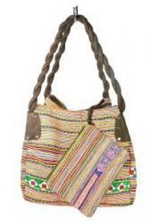 B-Fair Brokat-Tasche Klein Braun & Grün (1 Stk.)