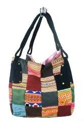B-Fair Patchwork-Tasche Groß Schwarz - Handgefertigt (1 Stk.)