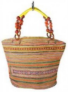 B-Fair Handtasche Beads Gelb/Braun - Handgefertigt