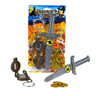 Piraten-Spielset: Dolch, Kompass, Ohrring & M&uuml;nzen (6 Stk.)